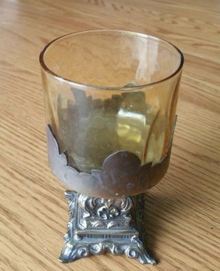 Vintage Metal And Glass Goblet Style Candle Holder