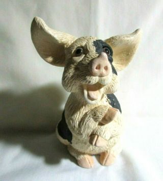 Stone Critters Sitting Spotted Pig/hog Figurine Vintage 4.  5 " T X 3.  5 " W