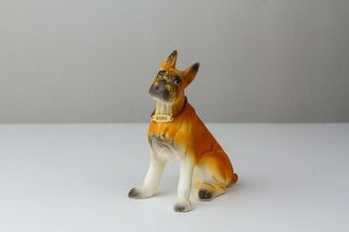 Vintage Miniature Ceramic Boxer Dog Figurine,  Made In Japan Mid Century