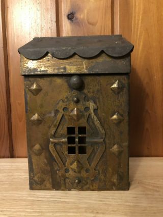 Vintage Brass Arts And Crafts Mailbox Double Door Wall Mount