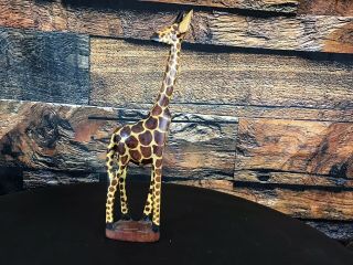Hand Carved Wooden Giraffe Statue 12” African Safari Decor.  Made In Kenya