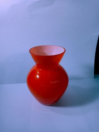 Vintage Orange Hand blown Vase 3
