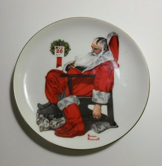 " The Day After Christmas " Decorative Collectible Santa Plate By Norman Rockwell
