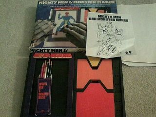 Vintage 1979 Tomy Mighty Men & Monster Maker Art Drawing Play Set Complete W/box