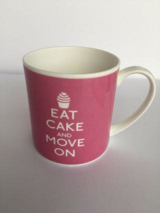 Rose Of England Fine Bone China Pink - White Eat Cake And Move On Coffee Cup