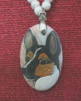 Rat Terrier Hand - Painted On Oval Pendant/bead/necklace