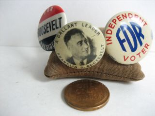 Roosevelt For President 3 Pinback Button / Ex