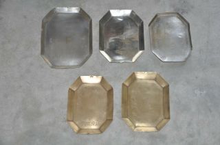 5 Pc Old Brass Handcrafted Unique Shape Engraved Small Trays