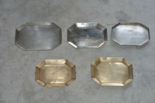 5 Pc Old Brass Handcrafted Unique Shape Engraved Small Trays 2