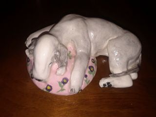 Large Bedlington Terrier Figurine Handcrafted Hand Painted Handmade