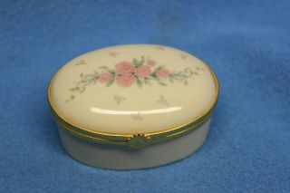 Vintage Lenox Porcelain Pink Rose Covered Trinket Ring Jewelry Box W/ Lid Floral