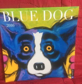 2016 Blue Dog By George Rodrigue Wall Calendar 12 " X 12 " Art - Unsealed