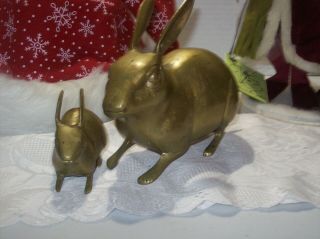 Brass Rabbits - Mother And Baby - Made In Indai