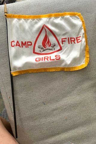 Small Vintage Camp Fire Girls Flag 12” X 20