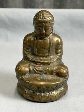 Old Vintage Japanese Bronze Seated Buddha 3 3/4”statue (h6)