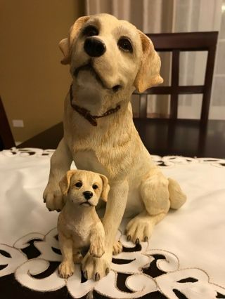 Country Artists Labrador With Puppy - Golden Sculpture.
