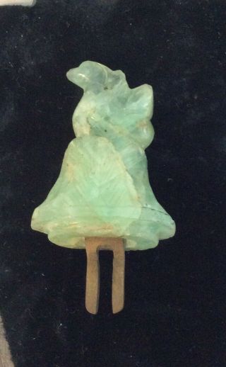 Antique Chinese Carved Jade Green Quartz Fluorite Crystal Swan Lamp Finial ?