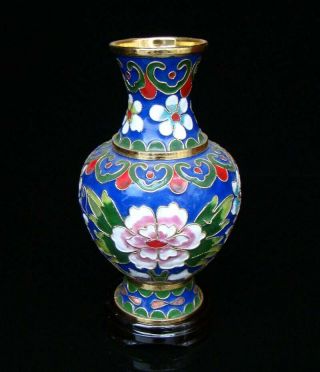 150mm Collectible Handmade Brass Cloisonne Enamel Vase Flower Deco Art