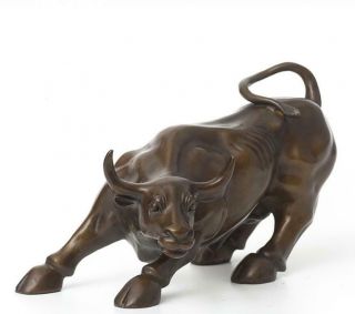 Animal Cattle Statue Big Wall Street Bronze Fierce Bull Ox Statue Zodiac