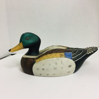 Vintage Large Hand Painted Ceramic Mallard Duck Decoy Figurine 11 " Long