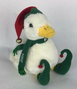 Aflac Duck 2004 Talking 10 " Christmas Holiday Santa Hat Elf Shoes