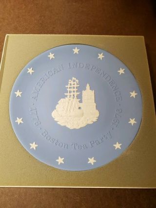 Wedgwood Plate,  Boston Tea Party,  American Independence,  Blue,  White