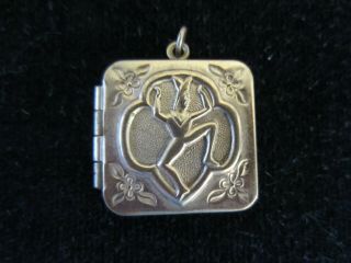 Vintage Girl Scout Brownie Pixie Square Locket Gold / Brass Tone,  1940 