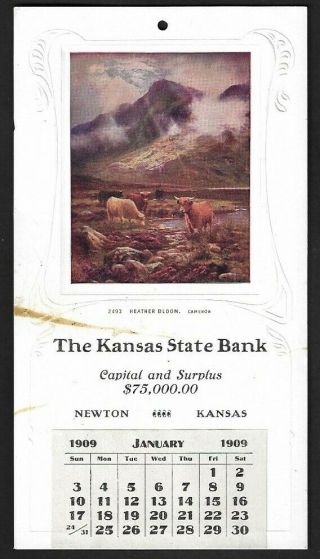 1909 Newton,  Ks - The Kansas State Bank January Calendar