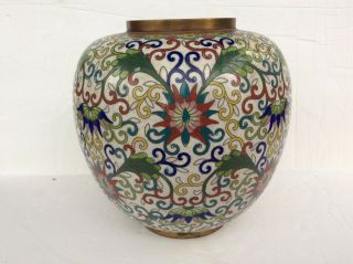 Antique Chinese Cloisonne Ginger Jar/vase,  No Lid.  Marked,  6”.