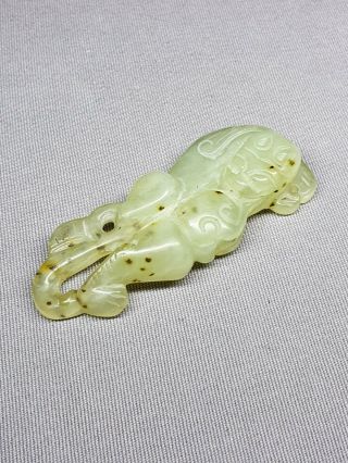 A 19th / 20th Century Chinese Carved Jade Figure / Pendant - Beast - Chilong