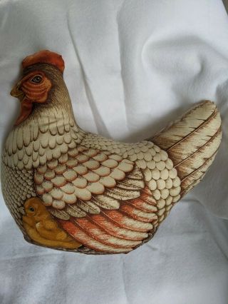 Chicken Rooster Hen W/ Chick Plush Door Stop Americana Farm Vtg 50s 60s Cottage