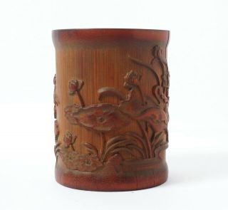Fine Chinese 20th Century Carved Bamboo Brush Pot
