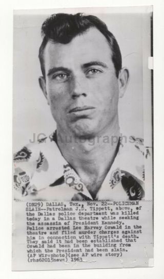 J.  D.  Tippett - Killed By Lee Harvey Oswald - Vintage Wire Photograph