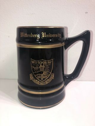 Wittenberg University Vintage Stein Mug With Crest W.  C.  Bunting Usa Black & Gold