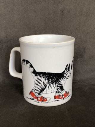 Vintage Kliban Cat Coffee Cup Mugred Shoes Sneakers 10 Oz.  Made In England