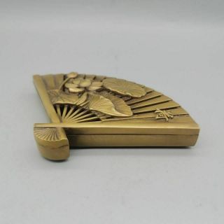 Exquisite Chinese Ancient Copper Fan Shape Incense Burner