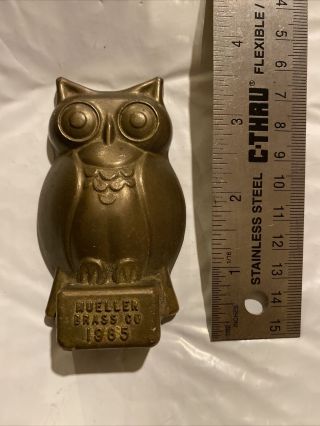 Vintage Mueller Brass Co.  1985 Owl Paperweight Figurine Collectible