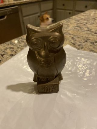 Vintage Mueller Brass Co.  1985 Owl Paperweight Figurine Collectible 3