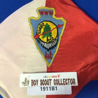 Boy Scout Oa Siwinis Lodge 252 Order Of The Arrow Silk Neckerchief Red/white