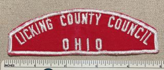 Vintage Licking County Council Ohio Boy Scout Red & White Strip Patch Rws Bsa Oh