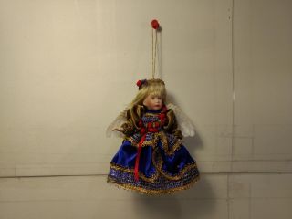 Girl Angel In Blue Dress 5 " Porcelain Doll Christmas Tree Ornament Ds1366