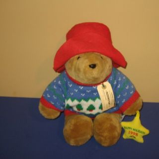 12 " Holiday 1998 Paddington Bear Christmas Sweater Plush Teddy Bear Sears