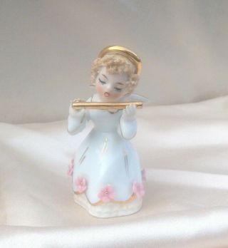 Vintage Lefton Christmas Angel Figurine Girl With Flute K8192