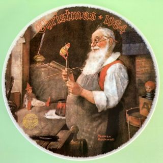 Norman Rockwell 1984 Christmas Plate Santa In His Workshop Limited Edition Usa