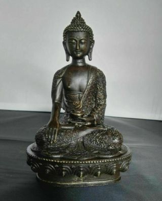 8 " Old Tibet Tibetan Buddhist Bronze Shakyamuni Buddha Statue