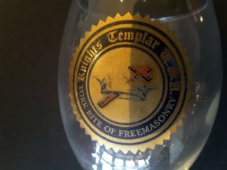 YORK RITE OF FREEMASONRY,  KNIGHTS TEMPLAR WINE GLASSES,  Set of 12 2