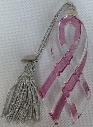 Lenox Gift Of Knowledge Breast Cancer Pink Ribbon Ornament W/ Silver Tassel