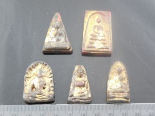 Rare 5 Leklai Magnet Benjapakee Set Power Phra Somdej Pendant Buddha Thai Amulet