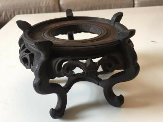 Antique Vintage Carved Oriental Chinese Japanese Cup Bowl Plate Vase Stand 2