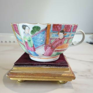 ATTRACTIVE LARGE CHINESE 19TH C MANDARIN FAMILLE ROSE CANTON TEA CUP 3